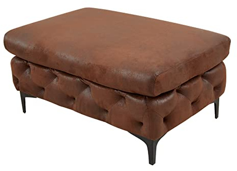 Sitzhocker MODERN BAROCK 90cm - antik braun - Microfaser Taschenfederkern | Federkern, Ziersteppung, Pappelholzgestell, Massivholz, Kissen inklusive, hochwertige Verarbeitung, langlebige Verarbeitung