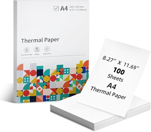 BORN4SHIP Thermopapier, A4, Thermodrucker-Etiketten (210 x 297 mm), Thermo-Klapppapier, kompatibel mit P83-Thermodruckern und anderen tragbaren A4-Druckern für Reisen, Zuhause, Arbeit, 100 Blatt