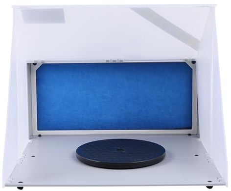 Spray Booth Cabina de pintura plegable 220 V con plato giratorio, alta potencia de succión 879.88 GPM para aerógrafo, modelismo, artesanía y bricolaje