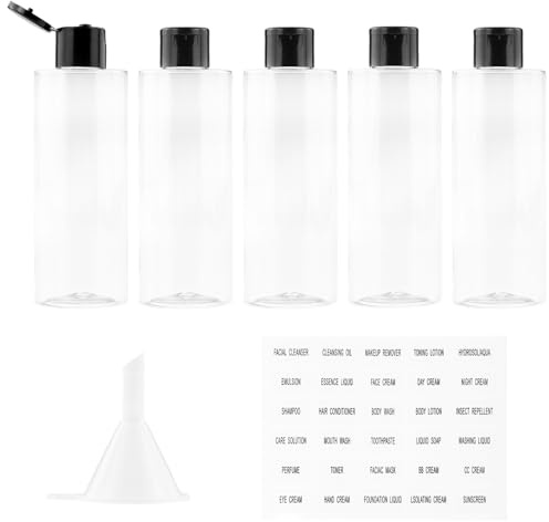 120ML Flacon avec Flip Cap Vide (5 Pièces), Rechargeable Bouteille de Voyage pour Cosmétique avec Entonnoir (Transparente)