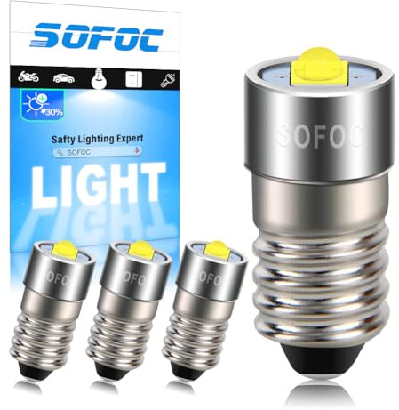 SOFOC 4Pcs Bombilla LED para Linterna E10 0.7V-3.2V Blanco Frío DC Para Linternas Lámparas Frontales de Camping y Senderismo Linternas de Bolsillo para Mantenimiento 1SMD 30% Más Brillante