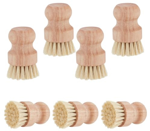 AHANDMAKER 7Pcs Wooden Bristle Cleaning Brushes Dish Scrubber Brush Kitchen Cleaning Scrubbers Set for Pots Cast Iron Sink Housewarming Gifts Home Decor