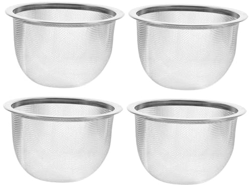 Passoires à Thé 4 Pièces en Acier Inoxydable Filtre à Mailles | Argenté, Trous Répartis Uniformément, Usage Maison et Salon de Thé, Design Simple et Généreux