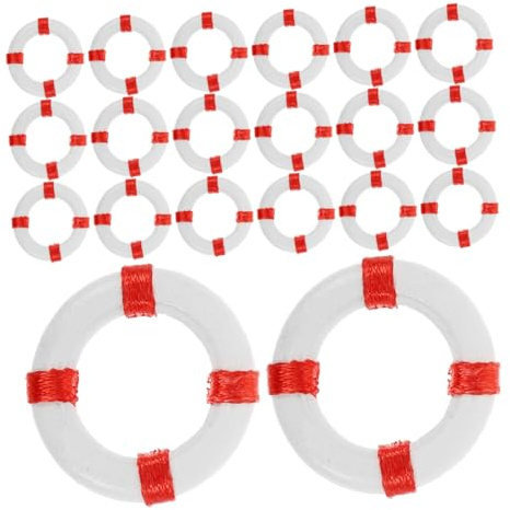 ZUNOXAZ 50pcs Miniature Nautical Lifebuoy Resin Swim Ring Ornaments for Dollhouse Fairy Garden Ocean-themed Coastal Decor Micro Landscape Buoy Decorations