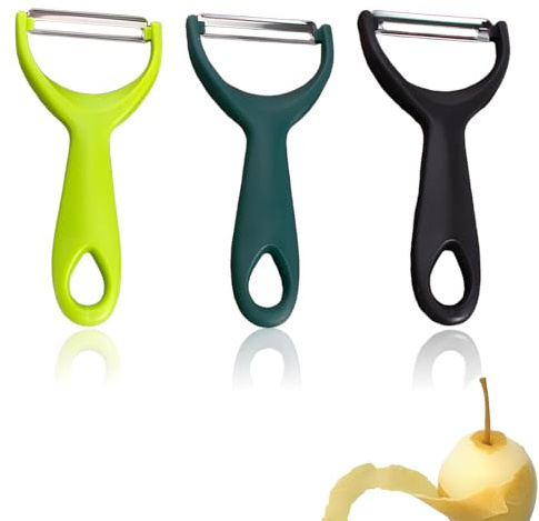 Pelador Universal, 3 Piezas, Pelador de Tomate y Kiwi, Pelador Patatas Manual Pelador de Verduras Acero Inoxidable, Mango Ergonómico Antideslizante, para patatas Zanahorias Frutas