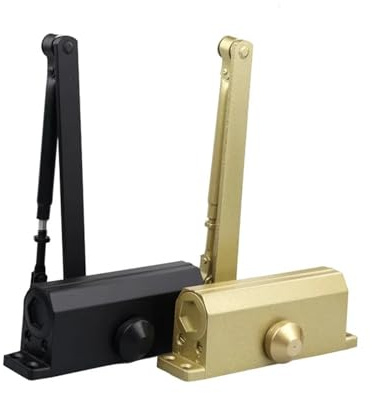 Cierrapuertas hidráulico resistente de aleación de aluminio de 45 a 65 kg con brazo deslizante, cierre automático de puerta para puertas comerciales, 1 unidad (negro)