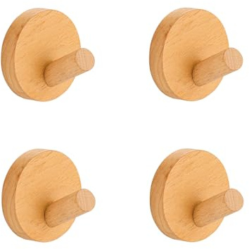 Wondora 4 pezzi extra resistenti, in bambù, senza foratura, ganci adesivi, ganci per asciugamani per tutte le stanze