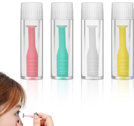 LEPZUR 4 Pièces Outils à Ventouse pour Lentilles de Contact - Applicateur et Extracteur Multifonction pour Lentilles RGP et Souples
