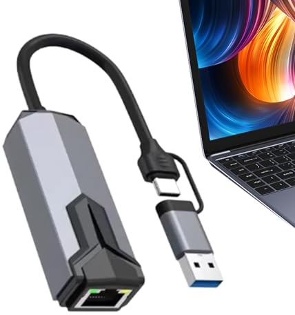 Tarjeta De Red 5Gb,Puertos Dobles Alta Velocidad 5gbps - Tarjeta de Red USB 5G Cableada Adaptador para PC - para Jugadores Trabajadores Streamers Oficina en el Hogar Portátil Tableta Videoconferencia