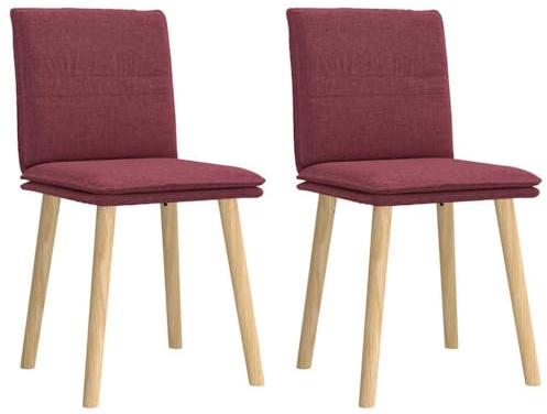 IBUQDDV Esszimmerstühle 2 STK. Weinrot Stoff, Ergonomische Esszimmerstühle aus Gummibaum-Massivholz mit Polyesterbezug für Wohnzimmer und Essbereich, Bequeme Polsterung, Langlebig