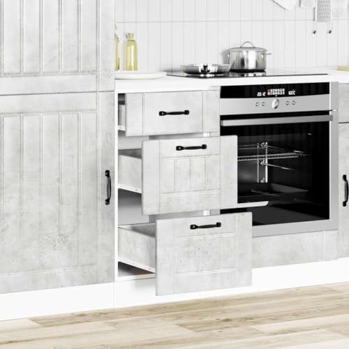 Teenpull köksunderskåp Lucca betonggrå trämaterial, förvaringsskåp för kök och förråd, mångsidigt bufféskåp, köksskåp eller köksskåp, 40 x 46 x 81,5 cm