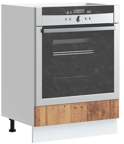 Mimdixy Küchen-Speisekammer-Schrank Mehrzweckschrank,Herdumbauschrank Altholz-Optik Holzwerkstoff
