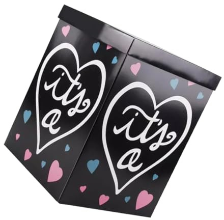 LIFKICH Scatola Decorativa in Carta per Shower e Feste di Rivelazione del Sesso, Contenitore per Palloncini Colore Nero, Facile da Montare per Compleanni e Annunci Nascita