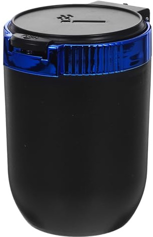 KOCKSHION Car Ashtray with Lid and LED Light, Lightweight Stainless Steel and Abs Material, Smokeless Automotive Ashtray for Cars, Fits Cup Holder, Suitable for Men