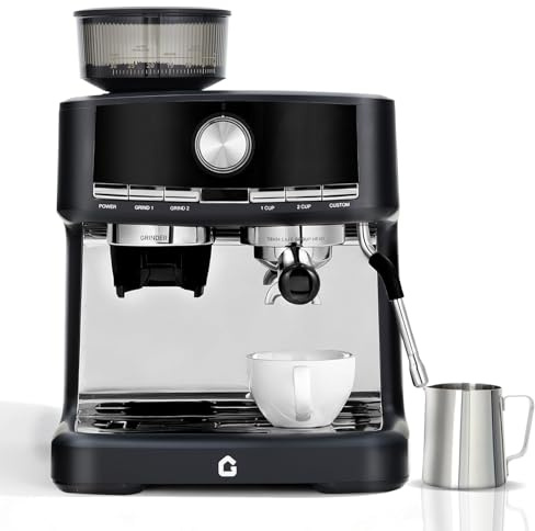 Thaookte 15 Bar Espressomaschine mit Mahlwerk & Milchaufschäumer, 30 Mahlgrade, 58 mm Siebträger, Edelstahl, 1,5 L Tank – für Espresso, Cappuccino, Latte