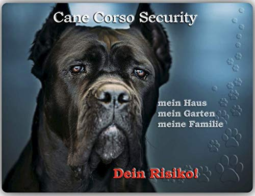 Merchandise for Fans Warnschild - Schild aus Aluminium Größe: 15x20cm - Motiv: Cane Corso Security (02)