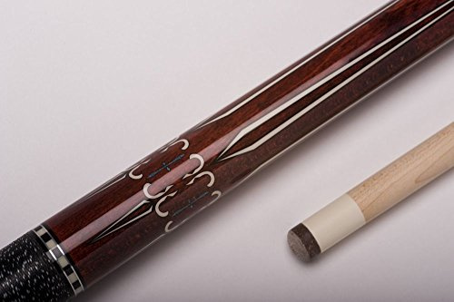 MIT MF1-017 Billard-Queue für Poolbillard, 2-teilig, mit Klebeleder, Vollholz-Oberteil, Leinen-Griffband, inkl. Gewindeschoner