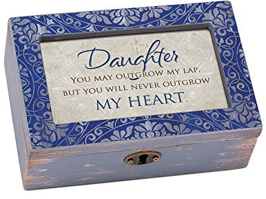 Cottage Garden Daughter Never Outgrow Boîte à musique avec découpage en forme de cœur Inscription Play You Are My Sunshine