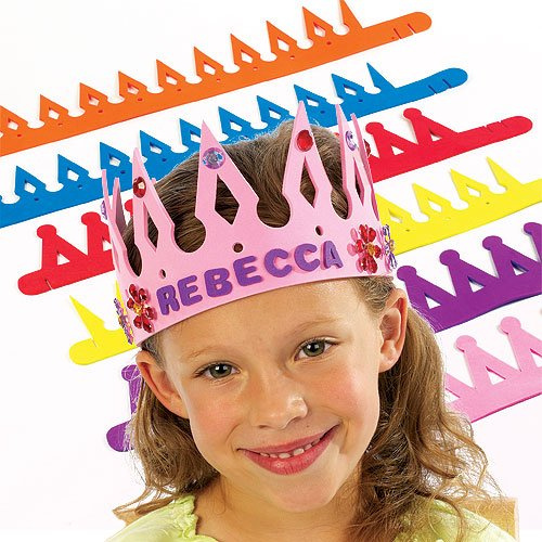 Baker Ross Krone zum Basteln - Bunte Kinderkronen aus Schaumstoff in 2 Designs als Geburtstagskronen & zum Fasching/ Karneval (8 Stück), Sortiert