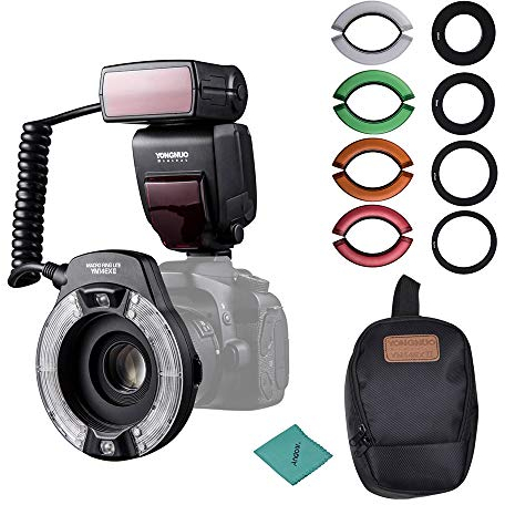 YONGNUO Professional YN14EX II Macro Ring Flash Light Kit with Large Size LCD Display Adapter Rings Color Temperature Filters Hot Shoe Mount Support M/TTL Flash for Canon DSLR Cameras