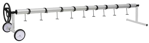 vidaXL Aufrollvorrichtung für Poolplane Solarfolie Poolfolie Poolabdeckung Abdeckplane Pool Aufroller Poolaufroller Edelstahlbasis Aluminium