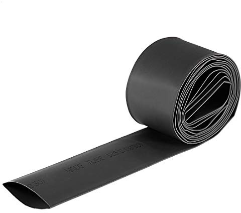 sourcing map Heat Shrink Tubing, 50mm Flat Width 2:1 rate Shrinkable Tube Cable Sleeve 2m - Black
