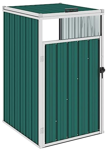 vidaXL Mülltonnenbox Klappdeckel Witterungsbeständig Mülltonnenverkleidung Müllbox Müllcontainer Gartenbox Gerätebox Grün 72x81x121cm Stahl