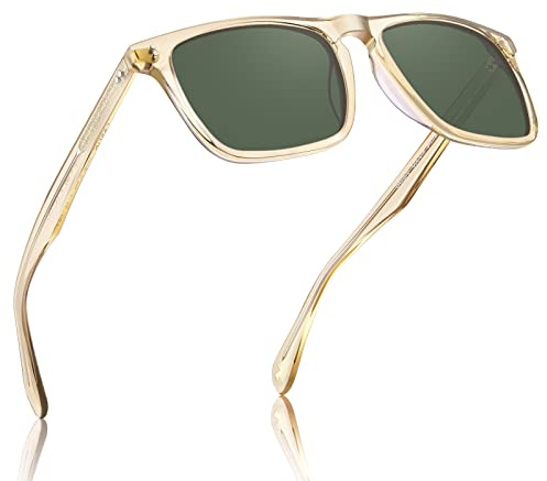 CARFIA Retro Polarised Sunglasses Mens Acetate Frame Outdoor