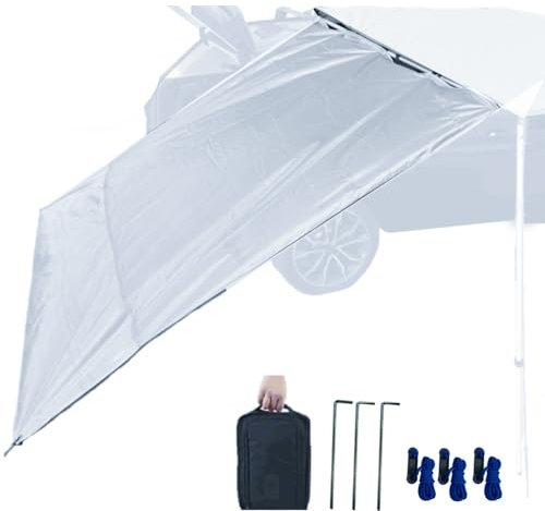 DANCHEL OUTDOOR Extensión de toldo de coche para lluvia y privacidad, pared lateral para portaequipajes de techo, camión, lona impermeable, panel lateral, equipo de aterrizaje (gris, 8 x 6.5 pies)