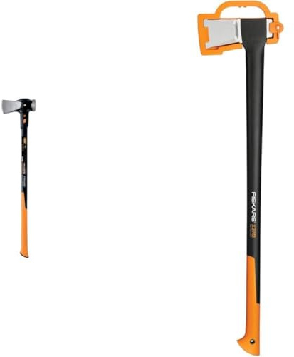 Fiskars Spaltaxt IsoCore XXL zum Spalten von Stammstücken oder zum Eintreiben 92 cm, 3,6 kg, Schwarz/Orange & Spaltaxt, Inklusive Klingen- und Transportschutz,: 96 cm, Antihaftbeschichtet