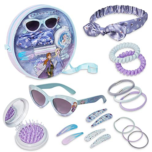 Disney Stitch Handtasche Mädchen Set Kleine Tasche Kinder Sonnenbrille UV400 Haargummis Haarspangen Haarschmuck Geschenke Mädchen (Blau/Lila Frozen)