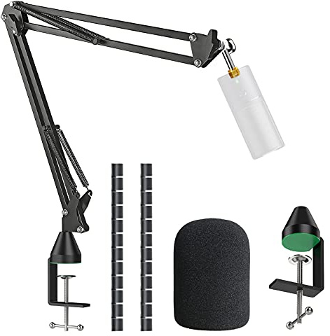 YOUSHARES Razer Seiren X Mic Stand with Foam Mic Cover - Mic Boom Arm Stand with Windscreen Pop Filter Compatible with Razer Seiren X Microphone