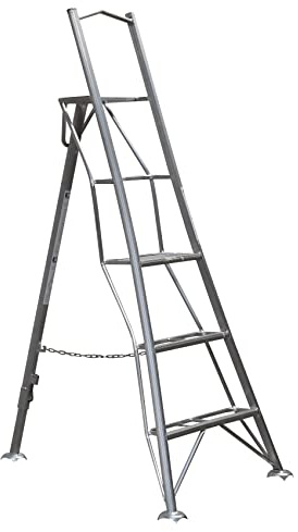 Garden Master® 1 Leg Adjustable Platform Tripod Ladder | Garden/Orchard Ladder | Auto Locking Clips | Claw Grip Feet | Free Rubber Feet | 150kg Load Capacity | EN131 Certified | 3 Steps | 1.8m