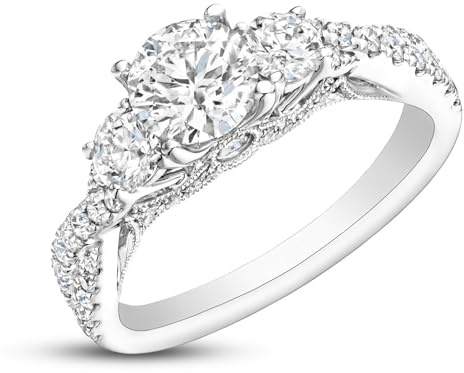 Molioaki Verlobungsring Damen 9 Karat (375) Weißgold Diamant Brillantschliff 5A Zirkonia Ring 1.5kt Weißgold Ring Damen mit CZ-58
