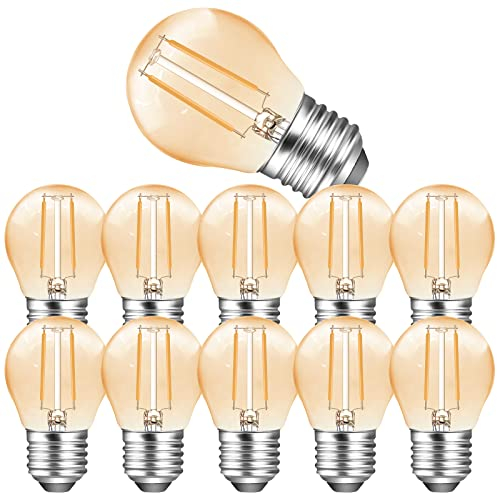 Poinivo E27 LED 2W Glühbirne,2W G45 Edison Vintage LED Lampe,2700K Warmweiß Retro LED Glühbirnen,2W Ersetzt 10 Watt Birne,100 Lumen,Nicht Dimmbar,Amber Glas Leuchtmittel,10er Pack