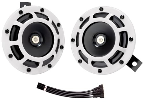 12 V Doppelhupe Super Tone Autohupe für LKWs impreza wrx, elektrische Schnecken für Autos, Motorräder, Subaru, alternative elektronische Teile für Autos, Züge (weiß)