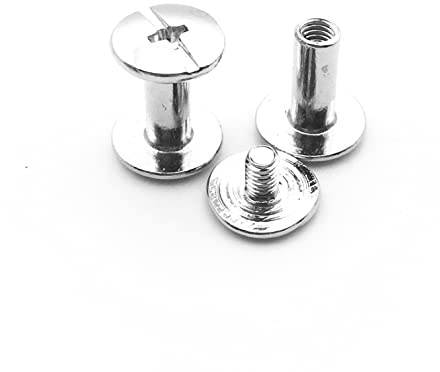 Shuokecrafts 50 Sets Metal Snap Rivets Chicago Screw,Assorted Kit Slotted Cross Head Stud Nail Rivets, Chicago Button for DIY Planner, Leather Decoration, Bookbinding (6mm)