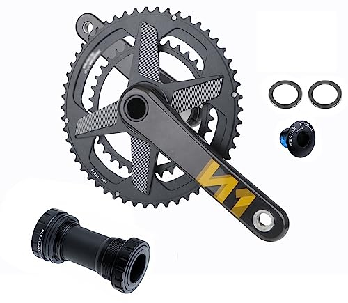 Hohle Integrierte Rennrad-Kurbelgarnitur Leichte Karbonfaser-Kurbel 170mm GXP-Aluminiumlegierung Doppelkettenblatt 50–34 Zähne/52–36Zähne/53–39Zähne Mit Innenlager ( Color : 170mm , Size : 50-34T )