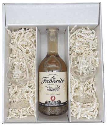 Coffret cadeau Blanc - Rhum - Favorite Cœur de Canne ambré 2 ans - 2 Verres à Rhum CHEF & SOMMELIER