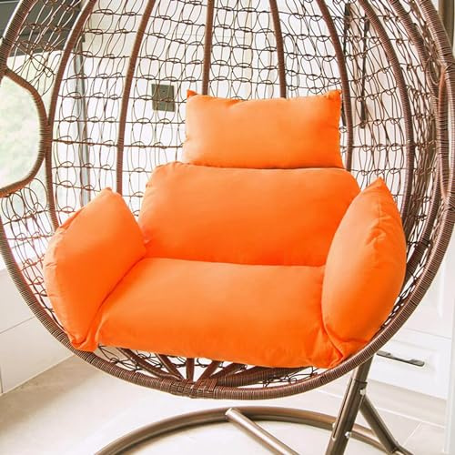 Cuscino per poltrona sospesa - in tessuto resistente, con morbida imbottitura, con poggiatesta con lacci da legare - cuscino per poltrona dondolo da giardino, terrazza(Color:Colore arancione)