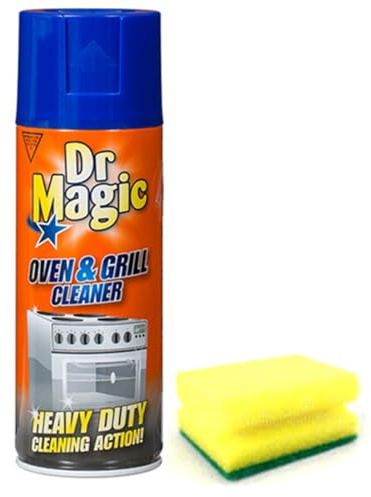 Dr Magic Oven and Grill Cleaner Spray (1X 390 ml)- Effortlessly and Effectively Remove All Stubborn Food Residues and Grease from Oven and Grill - With Degreaser Sponge