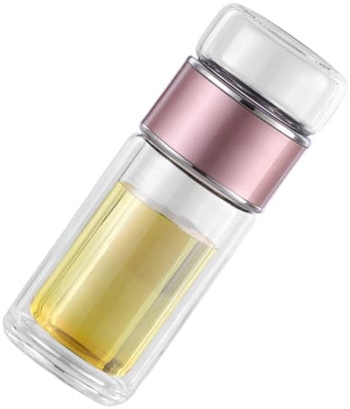 ABOOFAN Auslaufsichere Teeflasche 250ml und 304 Edelstahl Teesieb mit Wassertrennung aus Glas für Büro und Unterwegs