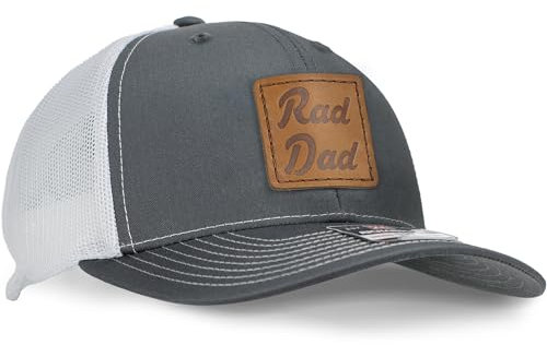 OOWEE Lederhut mit Patch, Richardson 112, Trucker-Mütze, perfekt für Herren, Anthrazit/Weiß, S/L