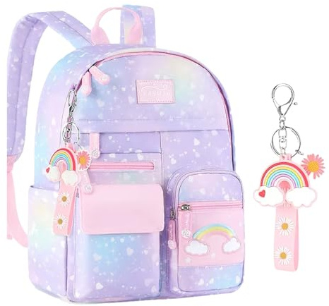 Sac Copbopwn d'école Arc-en-ciel Mignon Sac à dos Kawaii pour Filles et Ados (violet)