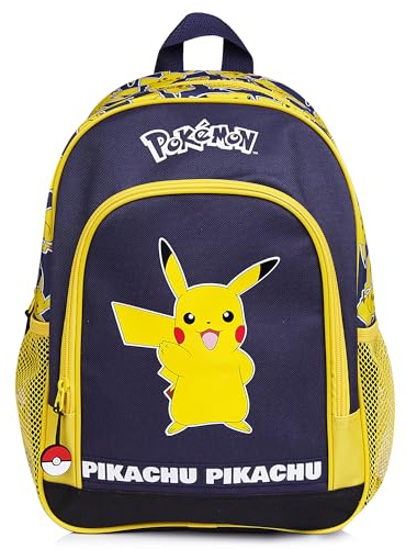 Pokémon – Ryggsäck för barn och tonåringar (8–18 år), skolryggsäck för flicka och pojke, Pikachu presentidé, Blå/gul, 8-18 años