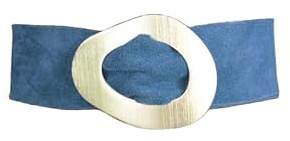 FrasiBags Breiter Damen-Gürtel aus Wildleder mit runder ovaler Ringschnalle, Damengürtel aus Wildleder, hoher Damengürtel, Damengürtel aus Leder Made in Italy, blau, Einheitsgröße