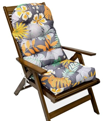 Coussin de Chaise ExtéRieur/IntéRieur à Dossier Haut ImperméAble avec Attaches - Confort Et Coussins de SièGe AntidéRapants pour Salon de Terrasse Protection (50 * 110cm/20 * 43)(Flower of Tomorrow)