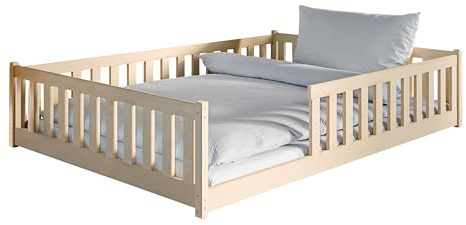 Kids Collective Letto a terra per bambini 140 x 200 cm con protezione anticaduta e rete a doghe Letto Montessori Letto per ragazzi naturale Altre misure 80 x 160 cm 90 x 200 cm 120 x 200 cm