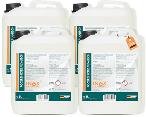 INOX® Pool Randreiniger alkalisch 4x5L | Hocheffektiver Beckenrandreiniger für Poolfolie, Fliesen & Keramik | Poolrand Reiniger für Folienpools & Kunststoffbecken