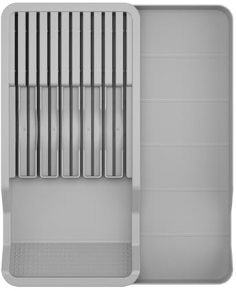 Cassetto porta coltelli, organizer per cassetti coltelli, Ceppo portacoltelli con portaposate espandibile, Blocco coltelli per cassetti, organizer per cassetti per posate, cassetto per riporre coltell